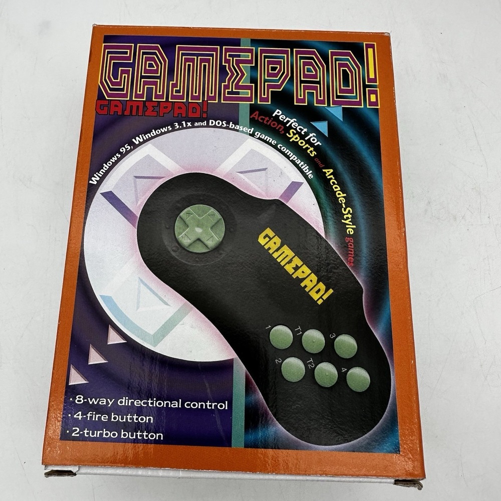 VGT PC Gamepad Controller 15-Pin Gameport Windows 95 3.1x DOS 8-Way 4-Button NEW